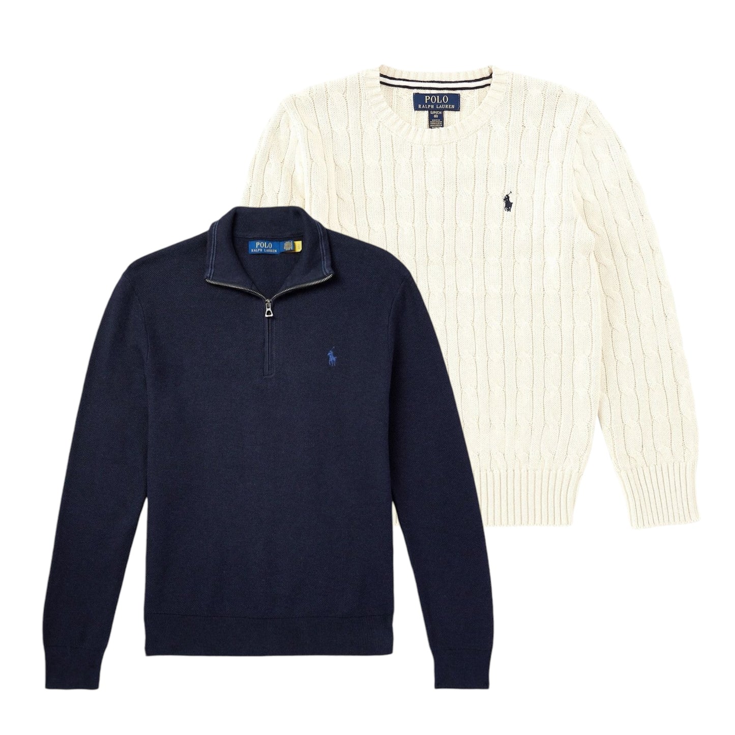 123x Ralph Lauren Quarterzip and cable knit sweater